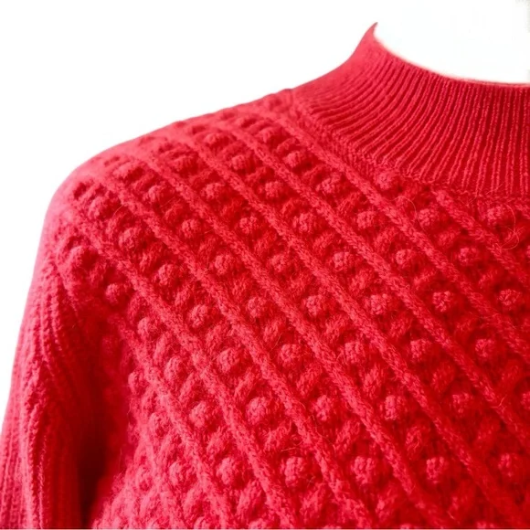 Ted Baker London Austenn Alpaca Wool Cable Knit Sweater Coral Red Top 1 XS-S - Picture 5 of 16